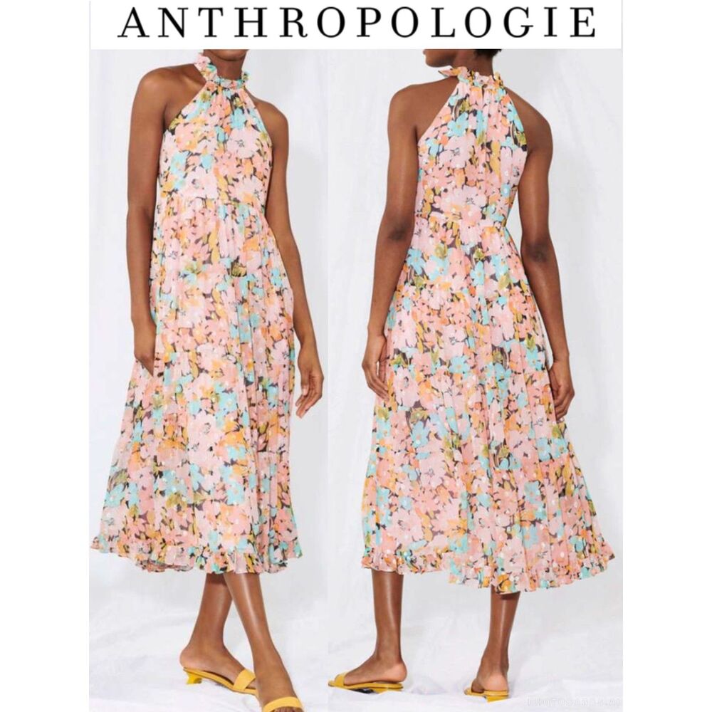 NWOT Anthropologie Saylor Missie Floral Multicolor Midi Sleeveless Dress size XS